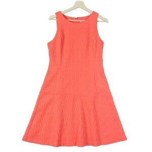 LILLY PULITZER Kent Jacquard Dress SZ M Melon Pink‎ Silver Metallic Sleeveless